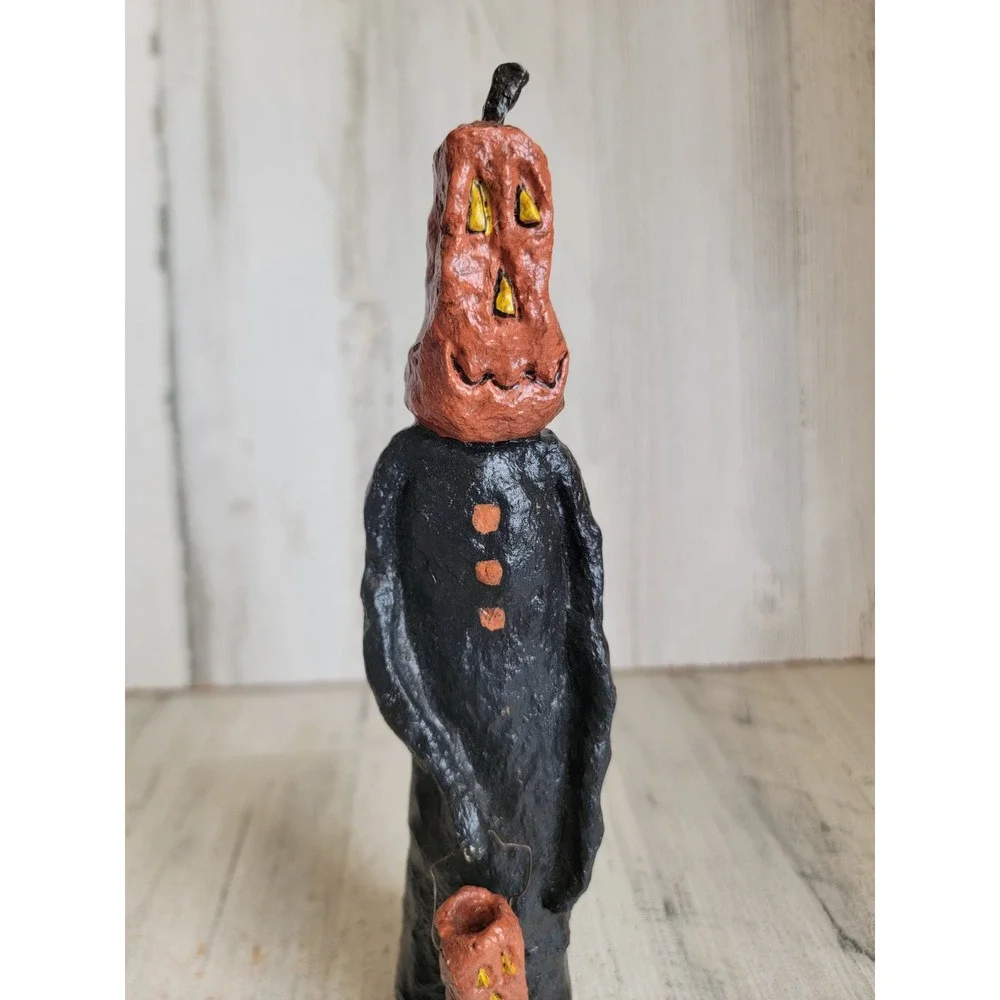 Jack O'Lantern folk art skinny trick or treat Halloween pumpkin home decor